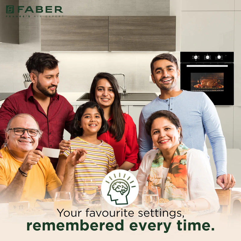 Faber FBIO 80L 5F BK Built-in Oven – 80L Black Glass, 5 Cooking Functions, Pull Knob Control, Convection Cooking, Energy Efficient-11