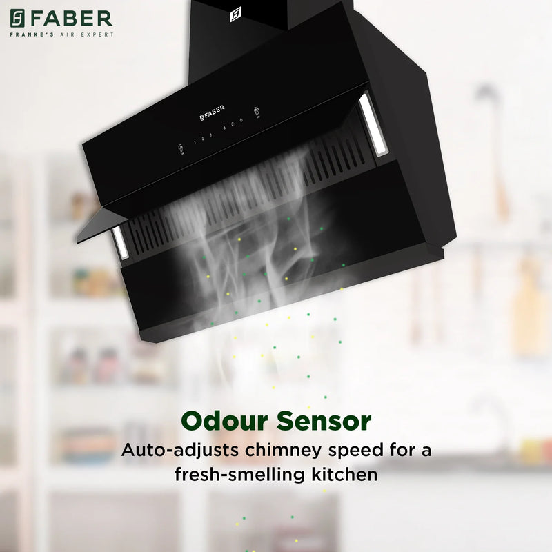 Faber Zenith FL HC SC BK IN 90 cm Wall-Mounted Chimney – 1400 m³/hr Suction, Filterless Auto-Clean, Touch & Gesture Control-3