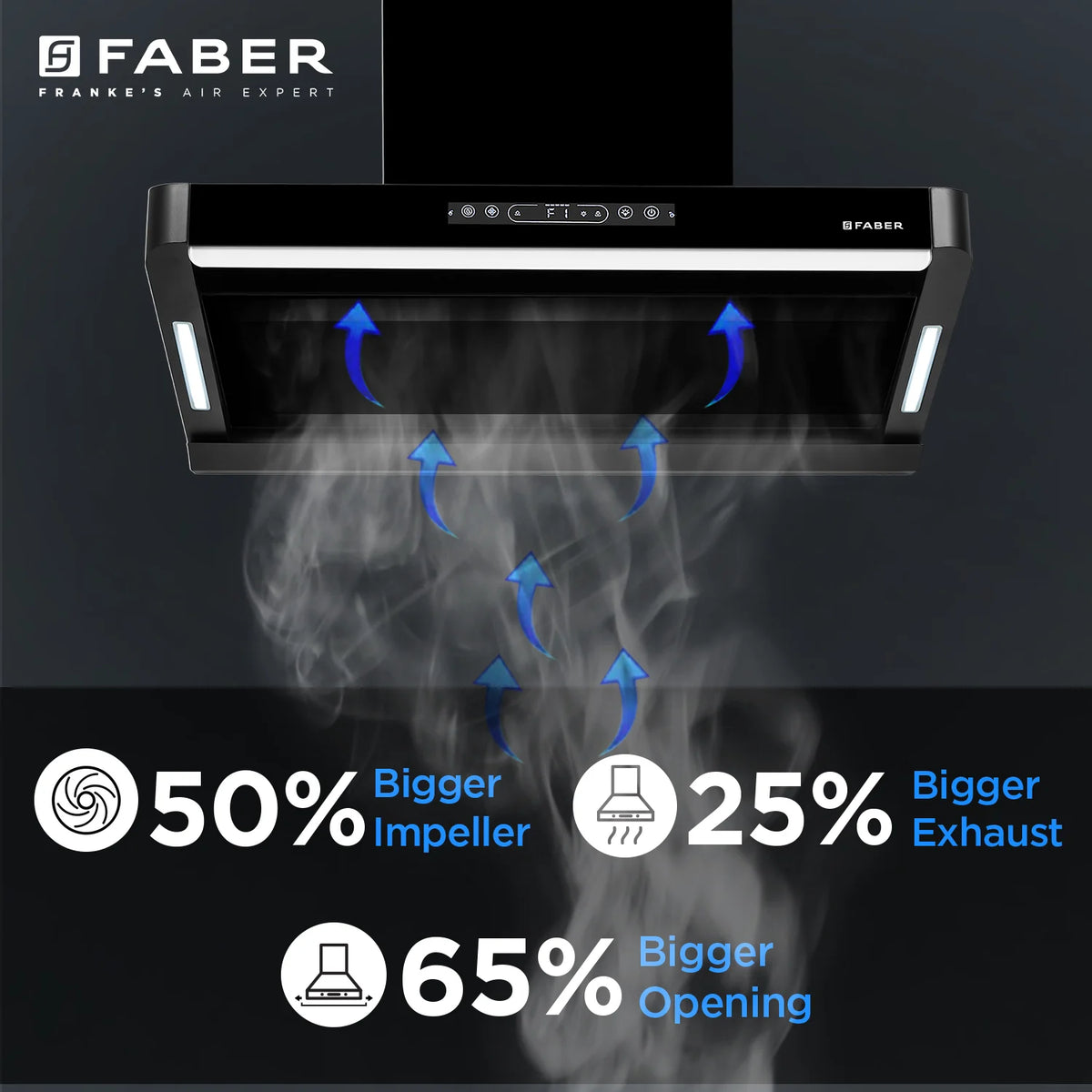 Faber Pinnacle FL HC BK 60 cm Wall-Mounted Chimney – 1500 m³/hr Suction, Heat Auto-Clean & Touch/Gesture Control-10