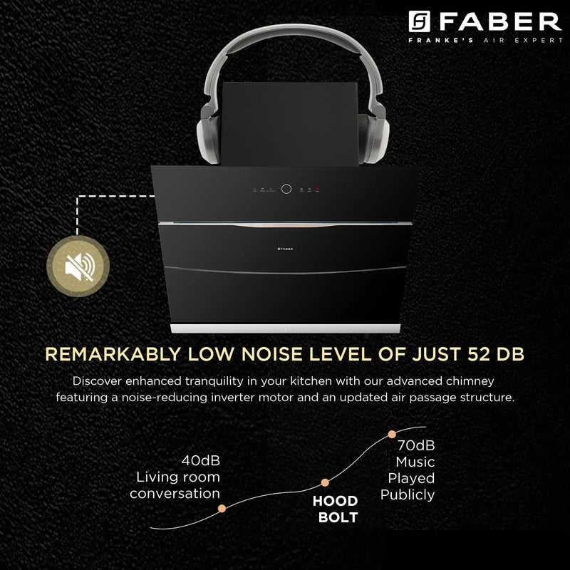Faber Bolt FL SW SC BK 90 cm Wall-Mounted Chimney – 1500 m³/hr Suction, Steam Auto-Clean, Gesture & Touch Control-13