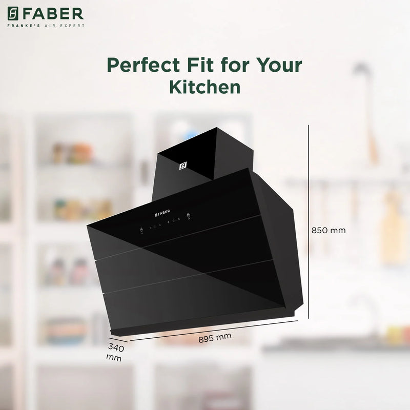 Faber Zenith FL HC SC BK IN 90 cm Wall-Mounted Chimney – 1400 m³/hr Suction, Filterless Auto-Clean, Touch & Gesture Control-6