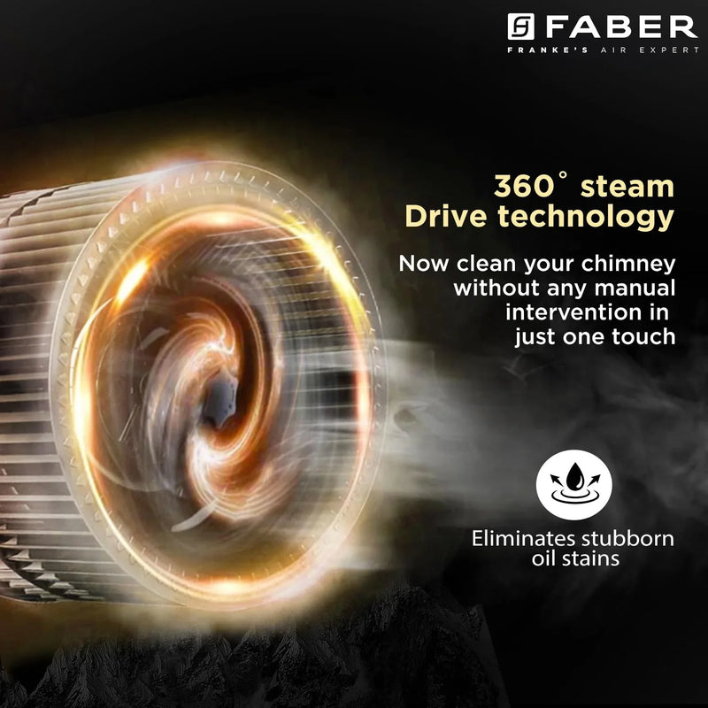 Faber Bolt FL SW SC BK 90 cm Wall-Mounted Chimney – 1500 m³/hr Suction, Steam Auto-Clean, Gesture & Touch Control-14