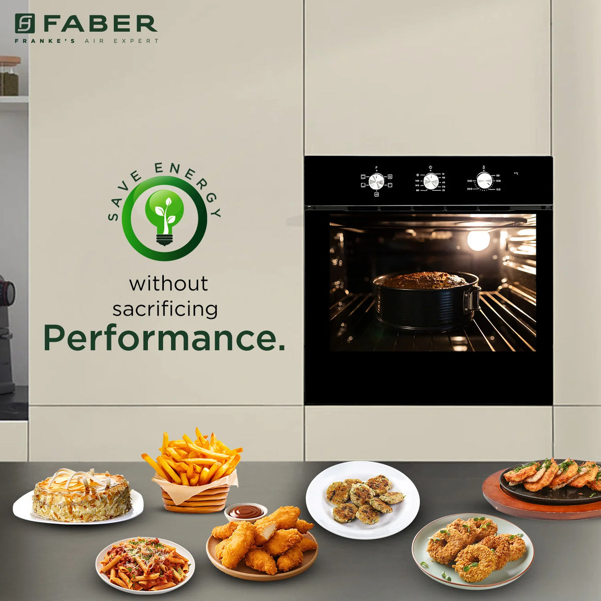 Faber FBIO 80L 5F BK Built-in Oven – 80L Black Glass, 5 Cooking Functions, Pull Knob Control, Convection Cooking, Energy Efficient-4