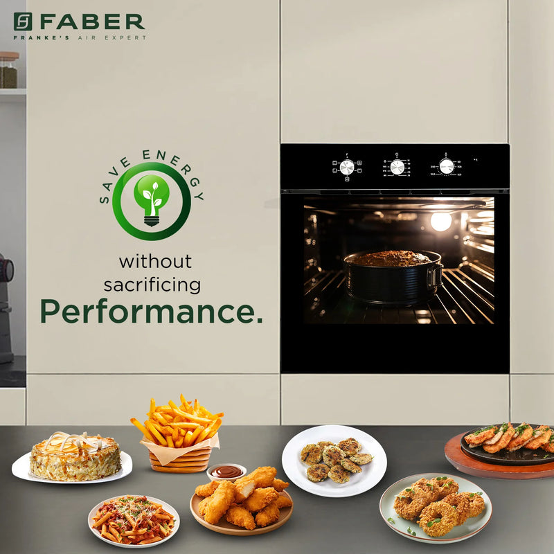 Faber FBIO 80L 5F BK Built-in Oven – 80L Black Glass, 5 Cooking Functions, Pull Knob Control, Convection Cooking, Energy Efficient-4