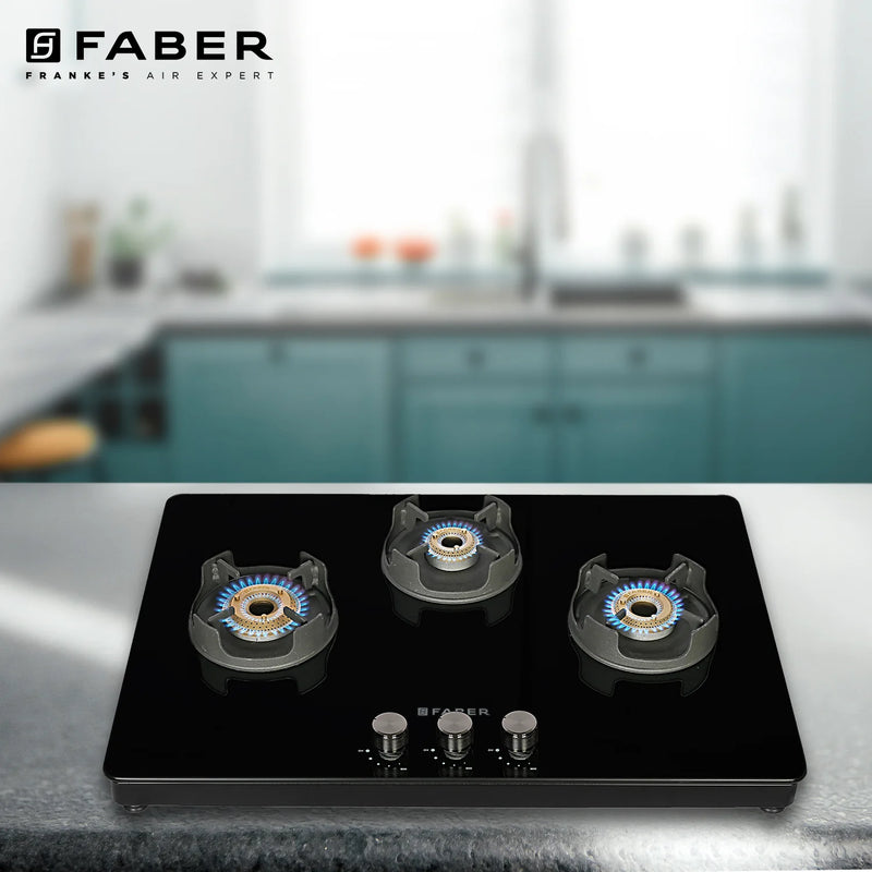 Faber NIOS DLX 753 BB BK Gas Cooktop – 75cm 3 Burner, Brass Burners, Powder Coated Finish, Manual Ignition-7
