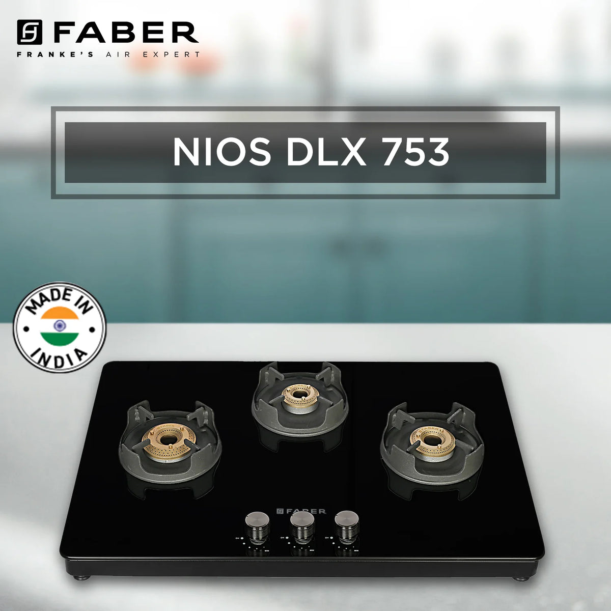 Faber NIOS DLX 753 BB BK Gas Cooktop – 75cm 3 Burner, Brass Burners, Powder Coated Finish, Manual Ignition-10