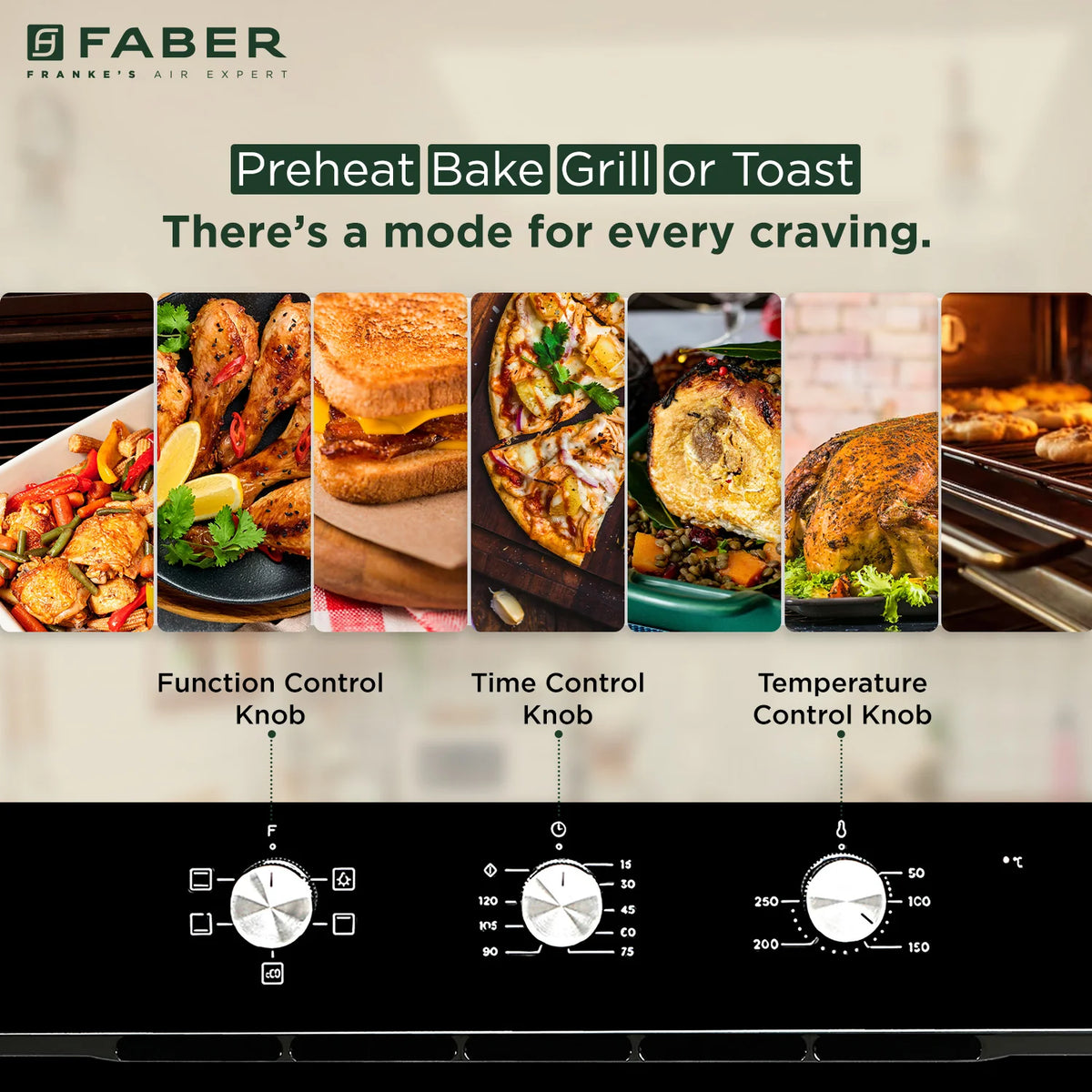 Faber FBIO 80L 5F BK Built-in Oven – 80L Black Glass, 5 Cooking Functions, Pull Knob Control, Convection Cooking, Energy Efficient-9