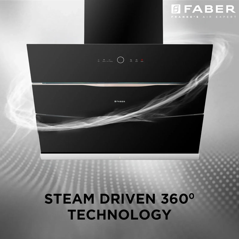Faber Bolt FL SW SC BK 90 cm Wall-Mounted Chimney – 1500 m³/hr Suction, Steam Auto-Clean, Gesture & Touch Control-9