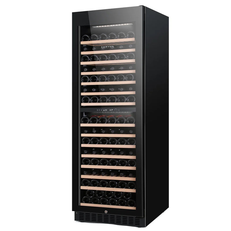 Carysil 165 Bottle Wine Chiller (425L) | Dual Zone Cooling | 5°C–20°C | Freestanding Luxury Wine Cooler | Wooden Shelves | UV Glass Door | LED Display-2