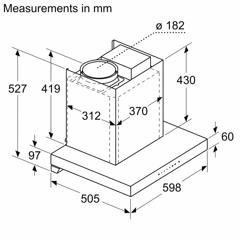 Bosch DWBA68H60I 60 cm Wall Mounted Chimney with Touch Control & Oil Collector Filter-6