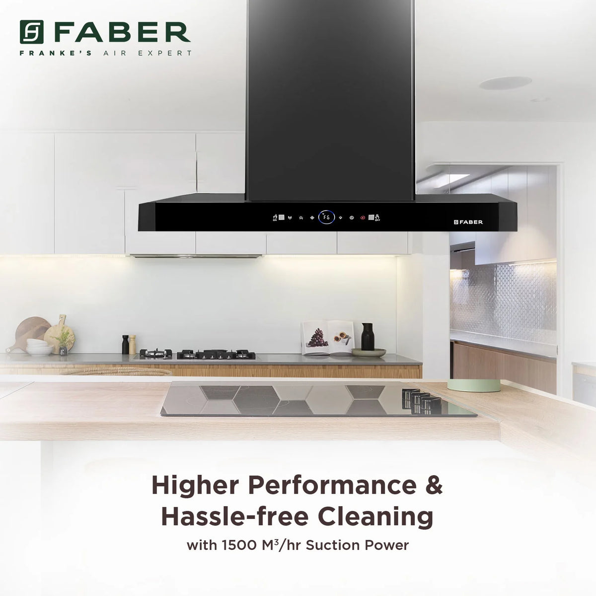 Faber Bloom FL BK 90 cm Island Chimney – 1500 m³/hr Powerful Suction, Touch & Gesture Control-8