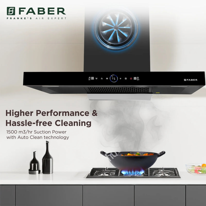 Faber Dazzle BLDC FL HC BK Wall-Mounted Chimney – 1500 m³/hr Suction, Heat Auto-Clean & Gesture Control-10