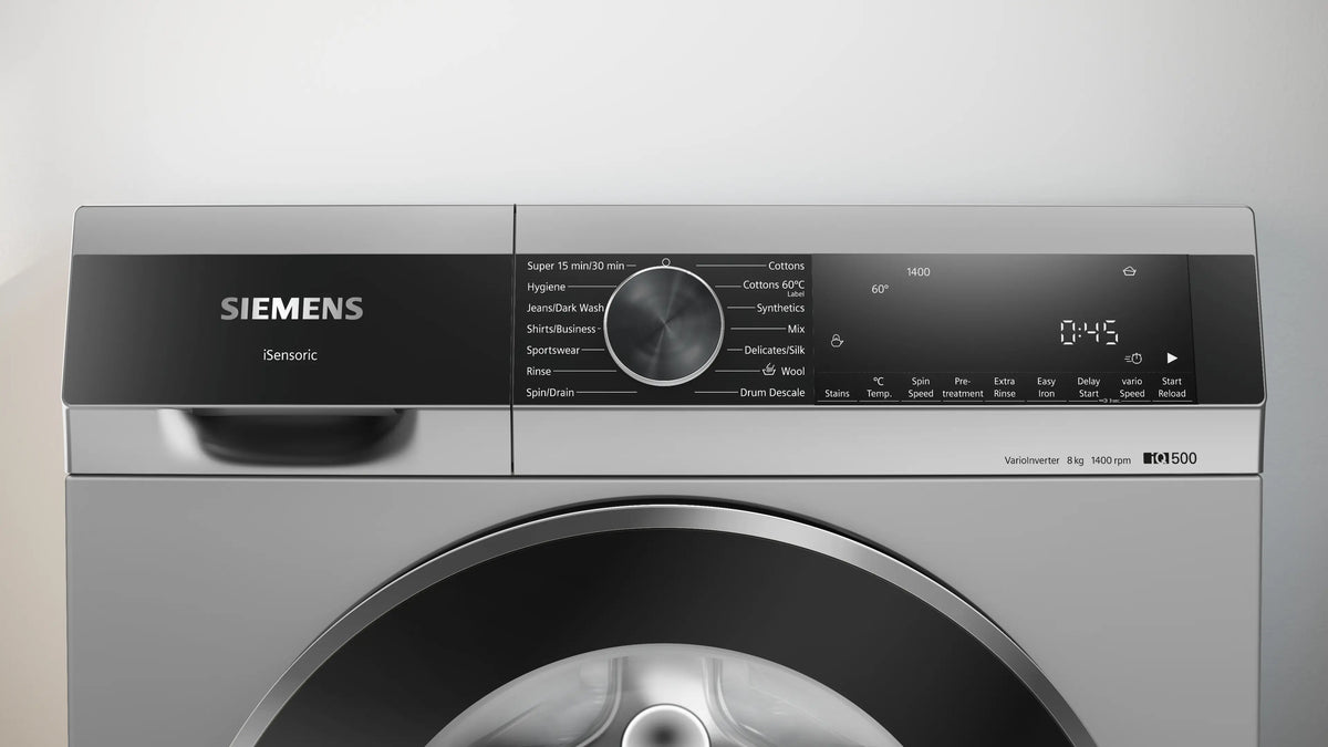Siemens iQ500 8 Kg Front Load Washing Machine (WG34A20SIN) – 1400 RPM, iQdrive Motor, stainRemoval, waveDrum, Silver-2