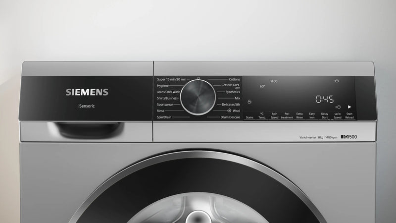 Siemens iQ500 8 Kg Front Load Washing Machine (WG34A20SIN) – 1400 RPM, iQdrive Motor, stainRemoval, waveDrum, Silver-2