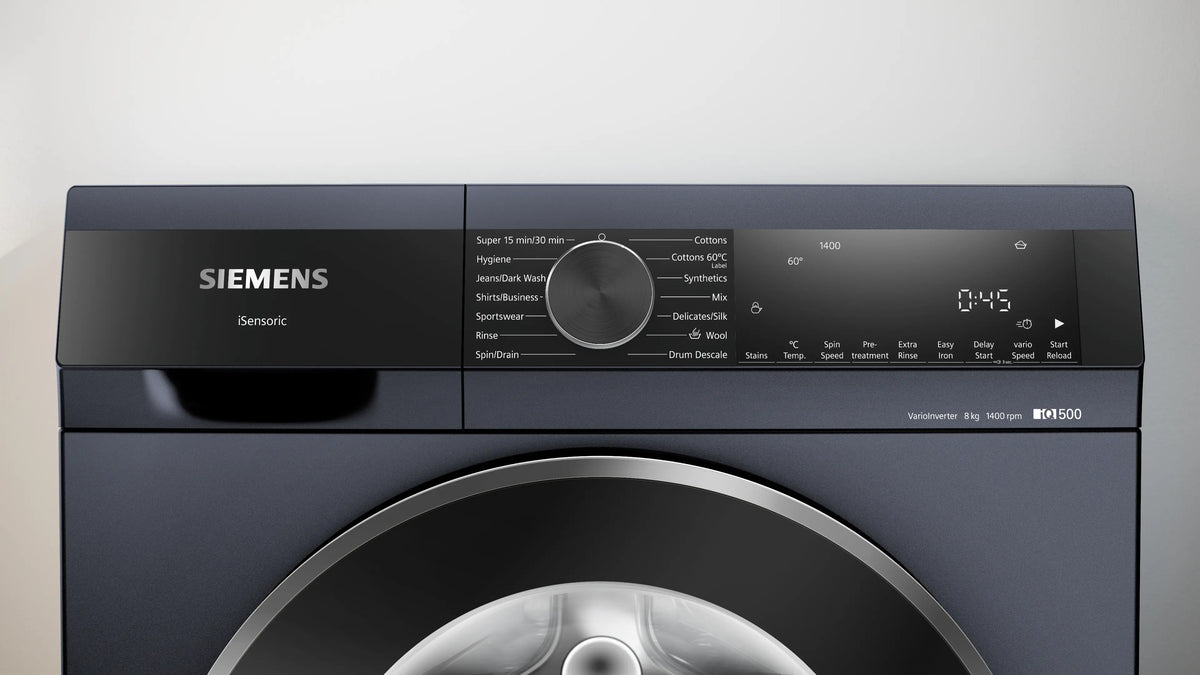 Siemens iQ500 8 Kg Front Load Washing Machine (WG34A20PIN) – 1400 RPM, iQdrive Motor, stainRemoval, waveDrum, Dark Lake Blue-3