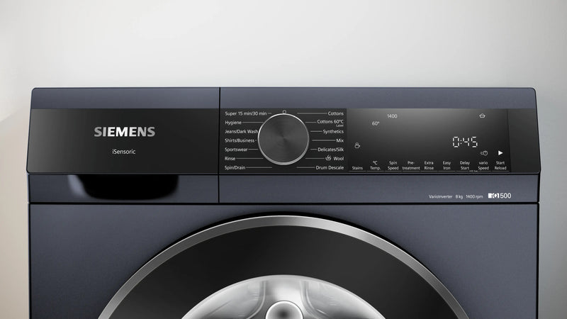 Siemens iQ500 8 Kg Front Load Washing Machine (WG34A20PIN) – 1400 RPM, iQdrive Motor, stainRemoval, waveDrum, Dark Lake Blue-3