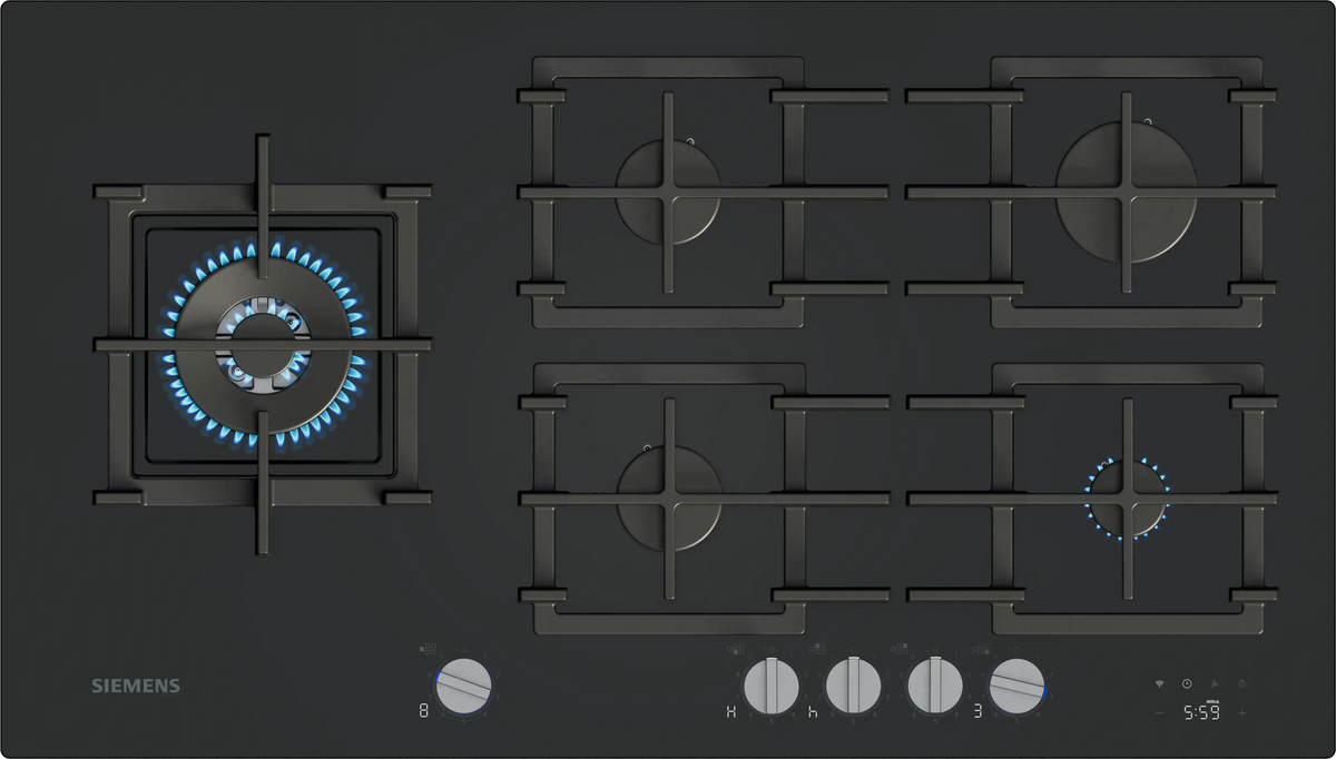 Siemens iQ700 Gas Hob 90 cm (ER9A6SH40) – 5 Burners, Dual Wok Burner, StepFlame Technology, Home Connect-1