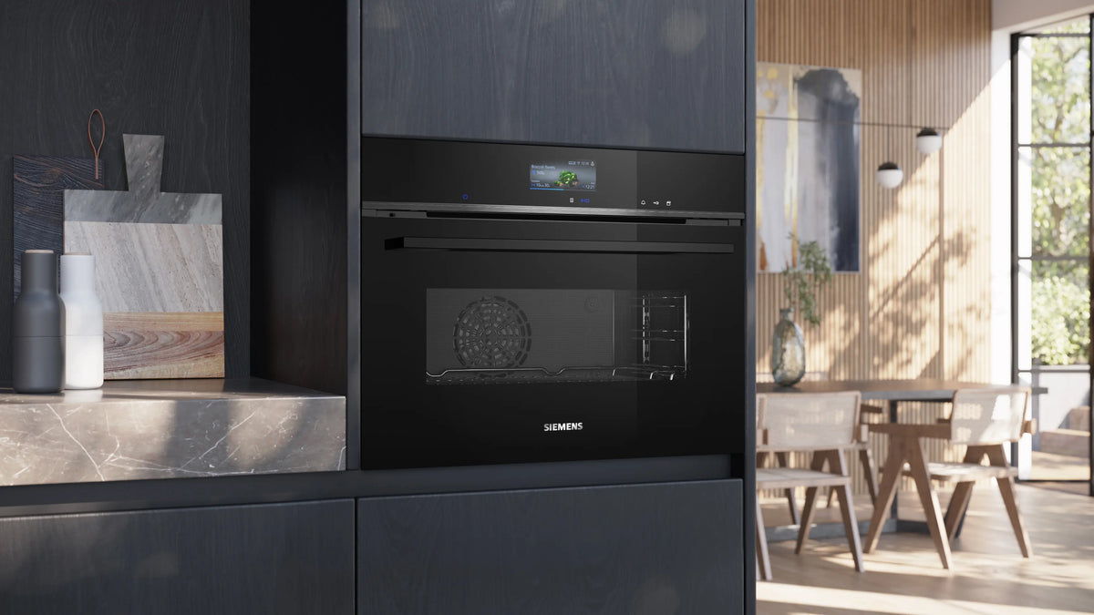 Siemens iQ700 Built-in Compact Oven with Steam Function 60 x 45 cm Black – CS736G1B1-6