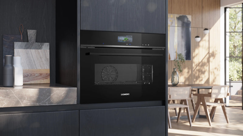 Siemens iQ700 Built-in Compact Oven with Steam Function 60 x 45 cm Black – CS736G1B1-6