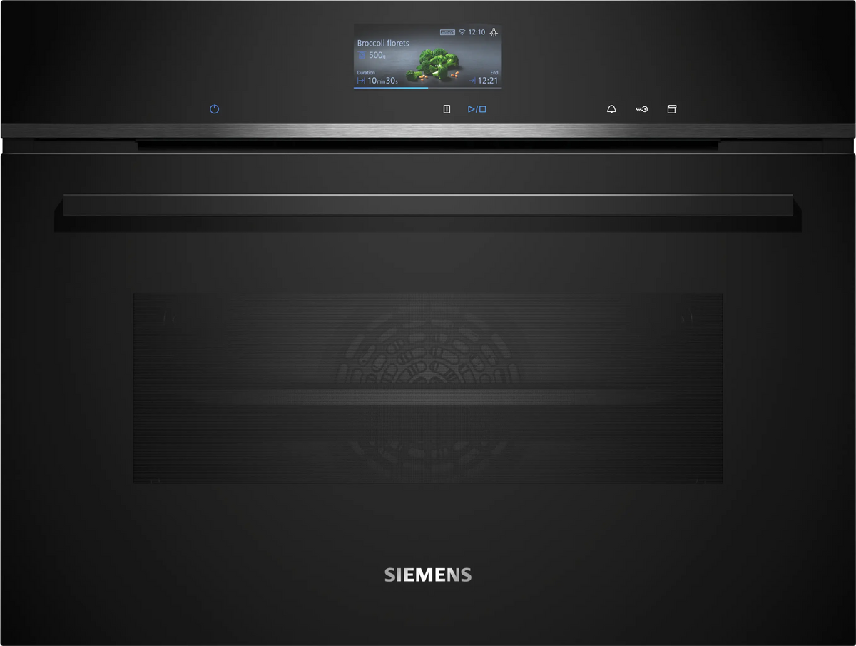 Siemens iQ700 Built-in Compact Oven with Steam Function 60 x 45 cm Black – CS736G1B1