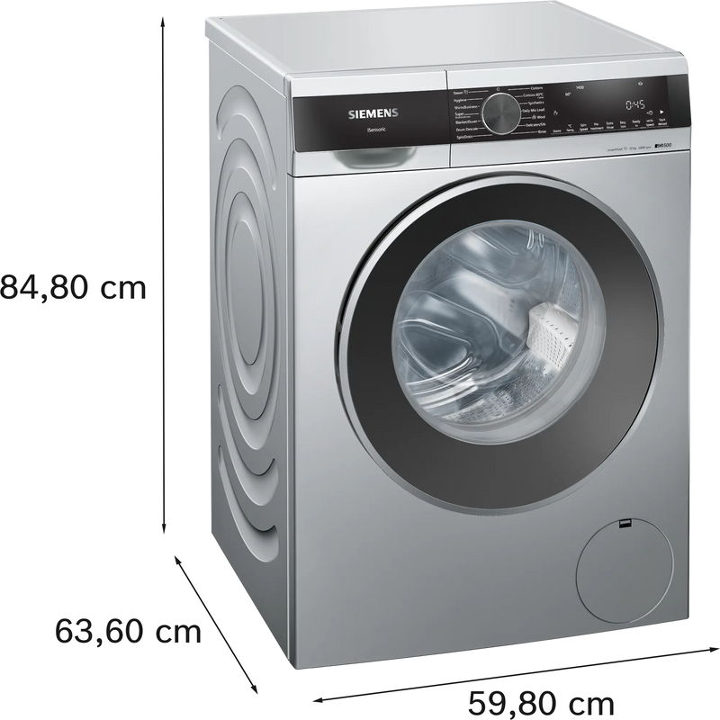 Siemens iQ500 10 Kg Front Load Washing Machine (WG54A2ZSIN) – 1400 RPM, iQdrive Motor, LED Display, Silver-6