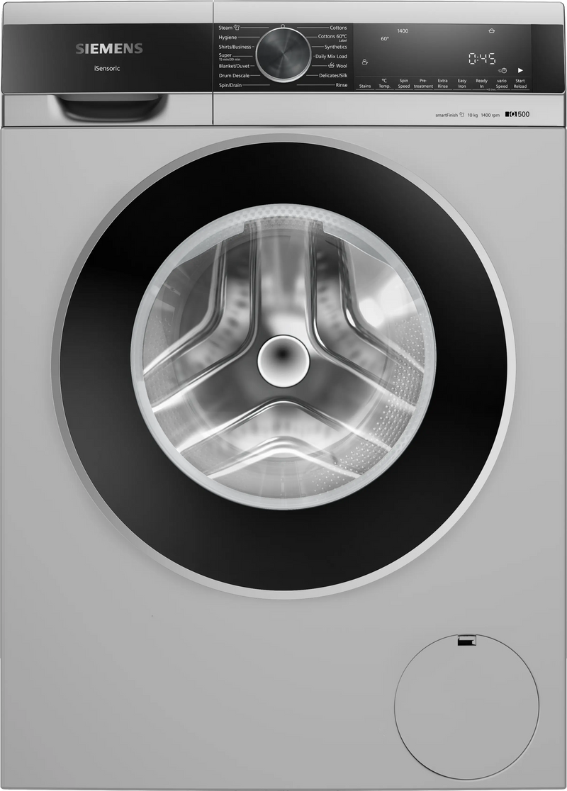 Siemens iQ500 10 Kg Front Load Washing Machine (WG54A2ZSIN) – 1400 RPM, iQdrive Motor, LED Display, Silver-1