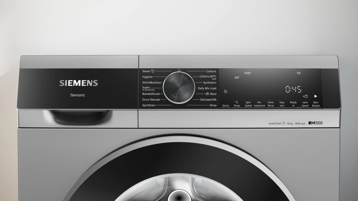 Siemens iQ500 10 Kg Front Load Washing Machine (WG54A2ZSIN) – 1400 RPM, iQdrive Motor, LED Display, Silver-2