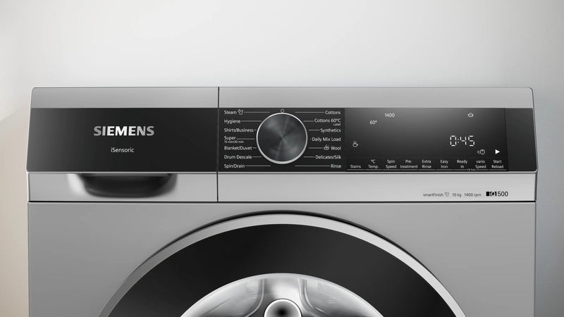 Siemens iQ500 10 Kg Front Load Washing Machine (WG54A2ZSIN) – 1400 RPM, iQdrive Motor, LED Display, Silver-2