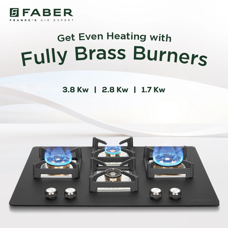 Faber Hob Bella HT 754 BR AI 75 cm Built-In Gas Hob – 4 Brass Burners, Auto Electric Ignition & Flame Failure Safety-9