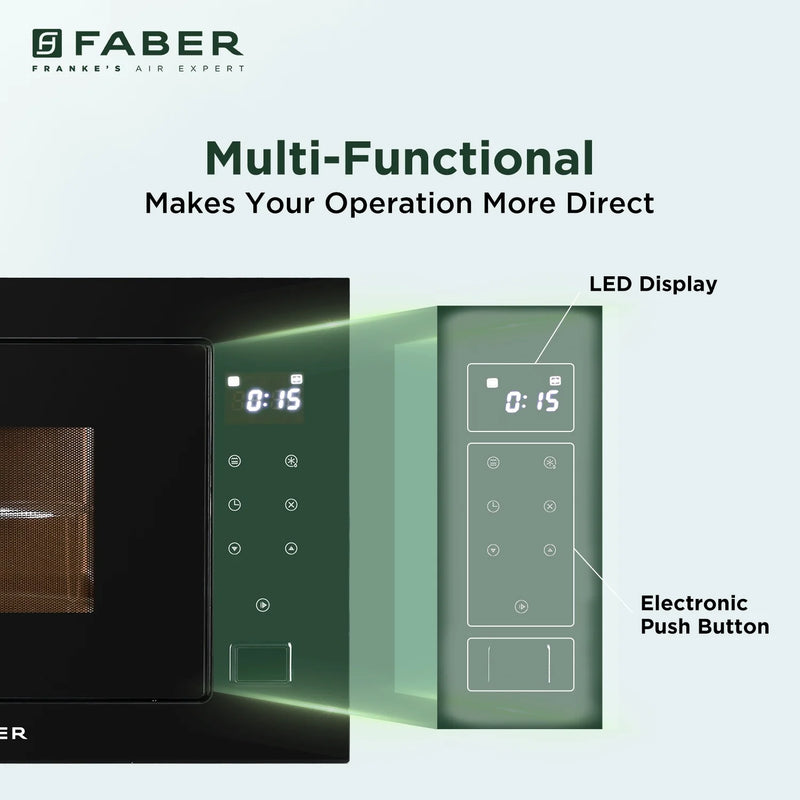 Faber FBIMWO 25 SG Built-in Microwave Oven – 25L Black Finish, Electronic Push Button Control, Grill Cooking, 8 Auto Cook Menus, Energy Efficient-11