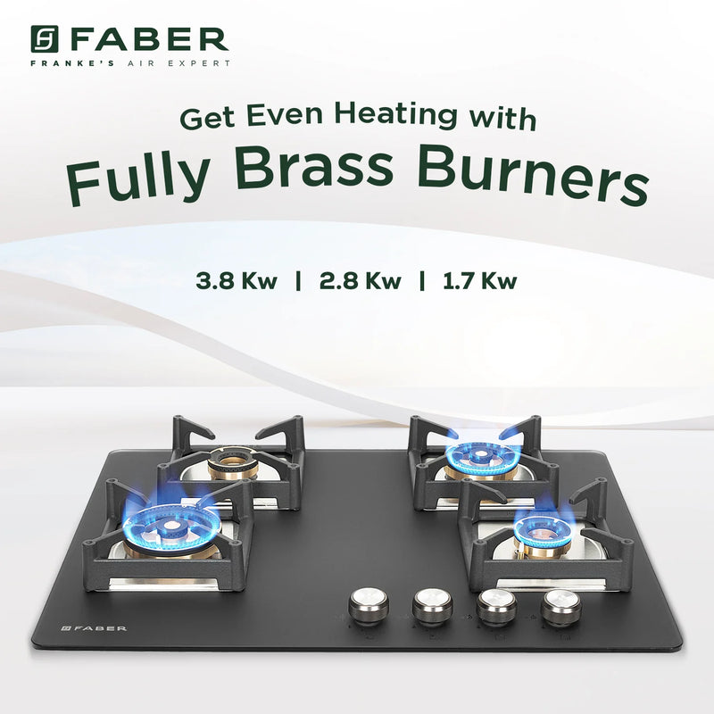 Faber Hob Bella HT 704 BR AI 70 cm Built-In Gas Hob – 4 Brass Burners, Auto Electric Ignition & Flame Failure Safety-10