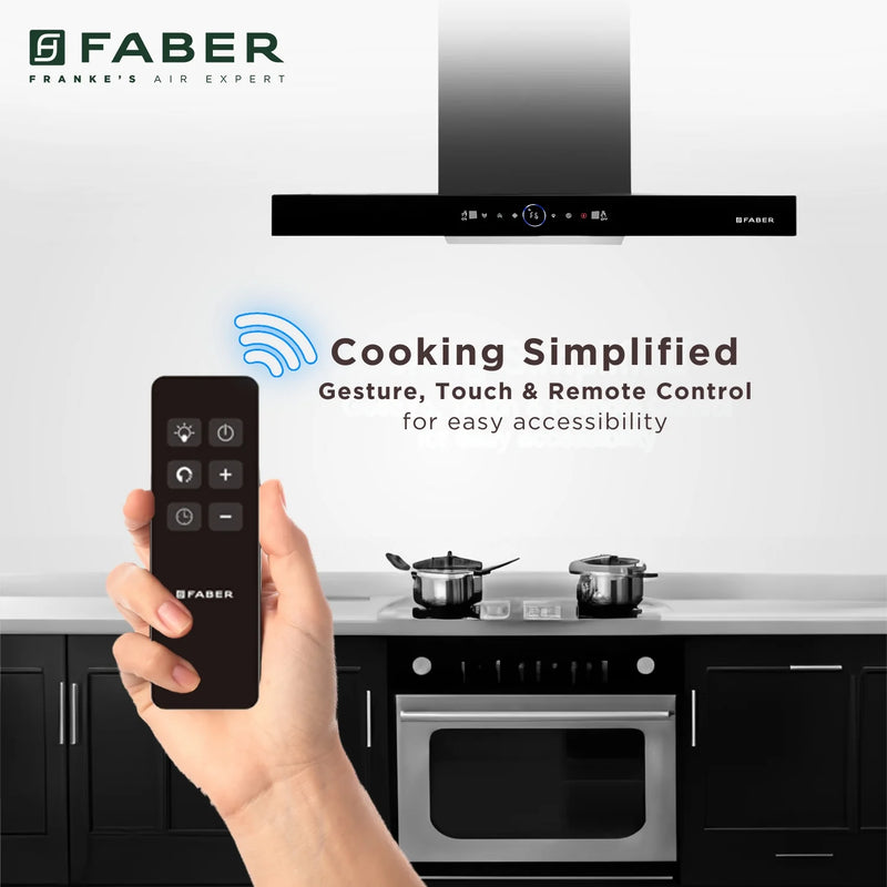 Faber Dazzle BLDC FL HC BK Wall-Mounted Chimney – 1500 m³/hr Suction, Heat Auto-Clean & Gesture Control-11