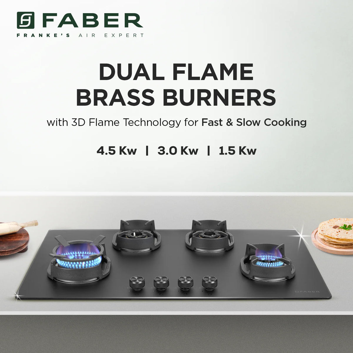 Faber Hob Della HD904 CI AI 90 cm Built-In Gas Hob – 4 Brass Burners, Auto-Electric Ignition & Flame Failure Safety-11