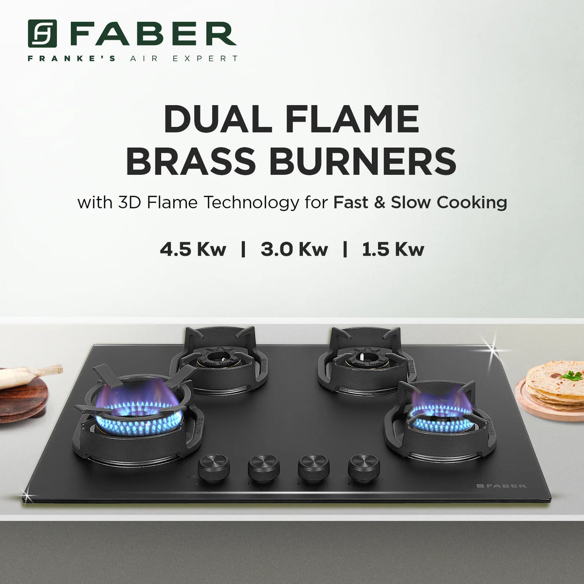 Faber Hob Della HD724 CI AI 72 cm Built-In Gas Hob – 4 Brass Burners, Auto-Electric Ignition & Cast-Iron Pan Supports-9