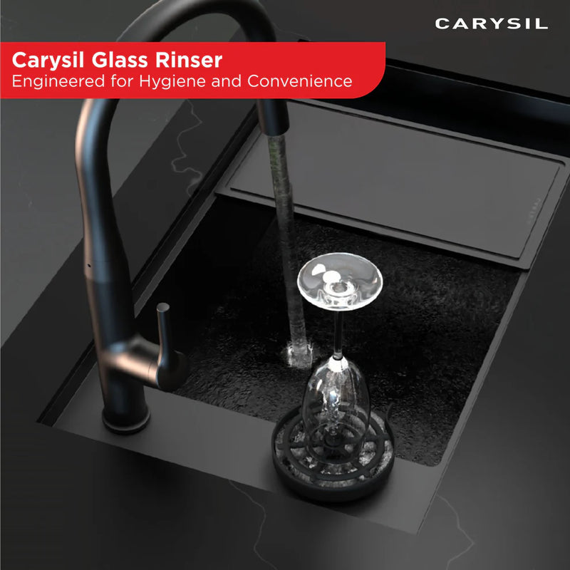 Carysil Glass Rinser – Automatic Cup & Bottle Washer for Kitchen Sink | 304 Stainless Steel | 5 Spray Holes | High Pressure Cleaning | Matt Black-4