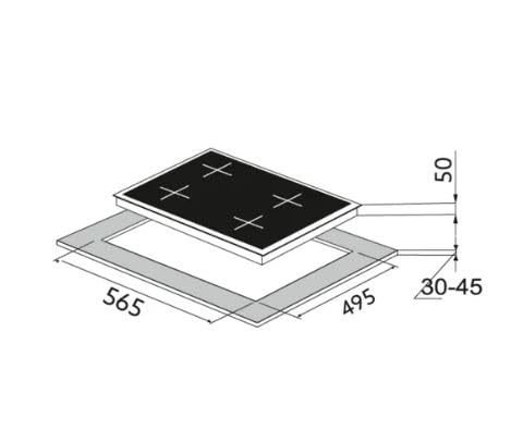 Carysil BIH-01 60cm Built-In Induction Hob – 4 Zones, 7200W Power, Touch Control, Child Lock, Timer, Black Glass Finish-2
