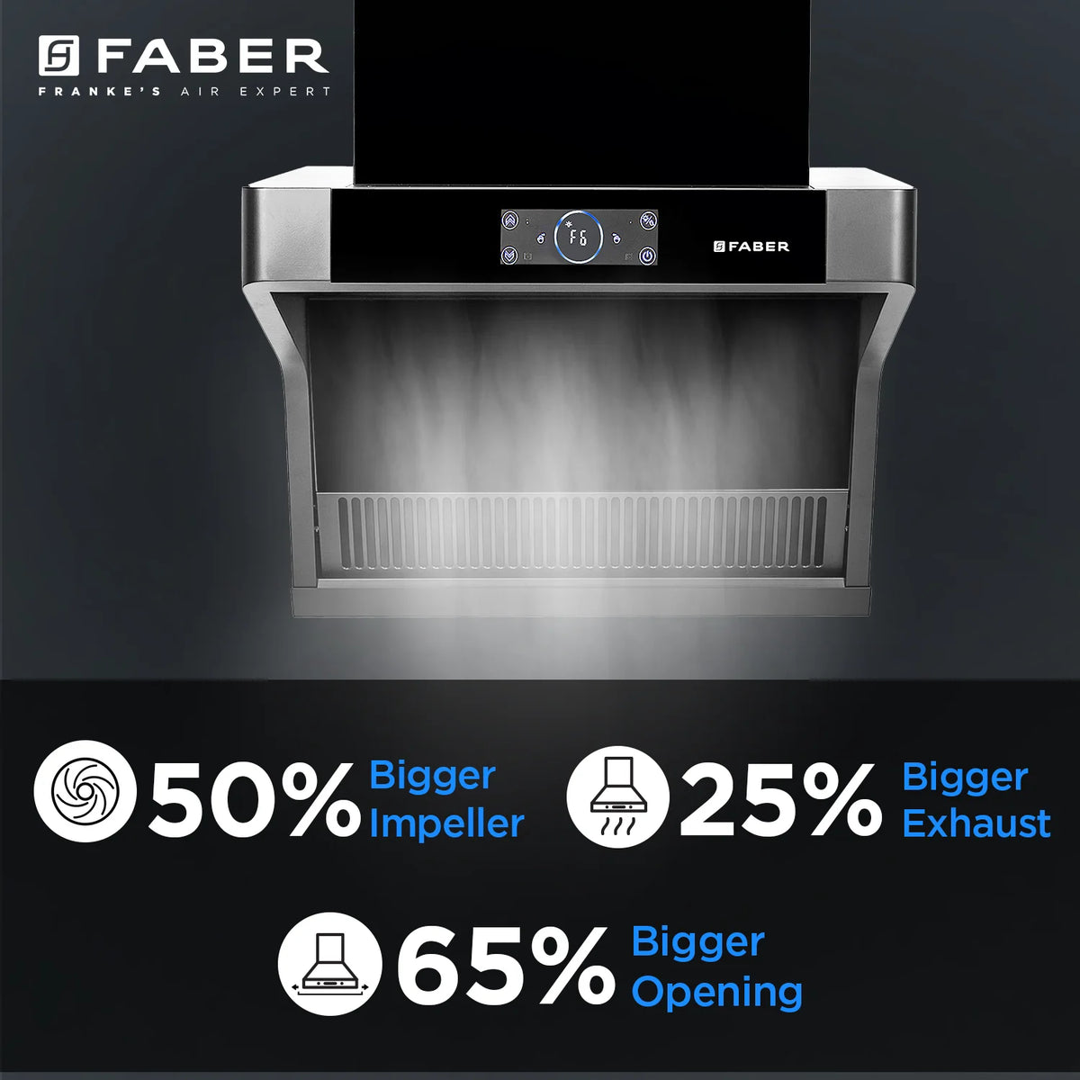 Faber Cosmic FL HC BK 75 cm Wall-Mounted Chimney – 1500 m³/hr Suction, Heat Auto-Clean & Touch/Gesture Control-13