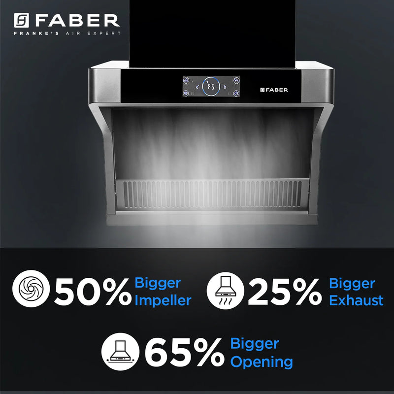 Faber Cosmic FL HC BK 75 cm Wall-Mounted Chimney – 1500 m³/hr Suction, Heat Auto-Clean & Touch/Gesture Control-13