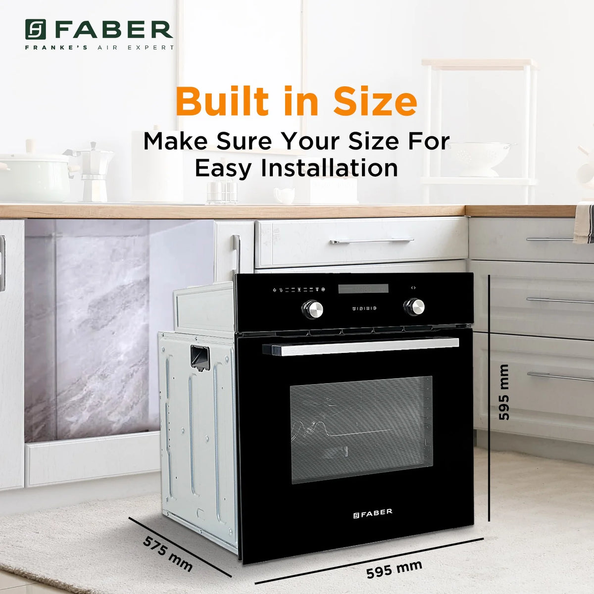Faber FBIO 82L 10F BK with ART Built-in Oven – 82L Black Glass, 10 Cooking Functions, 3D Hot Air, Anti-Scald, Energy Efficient-3