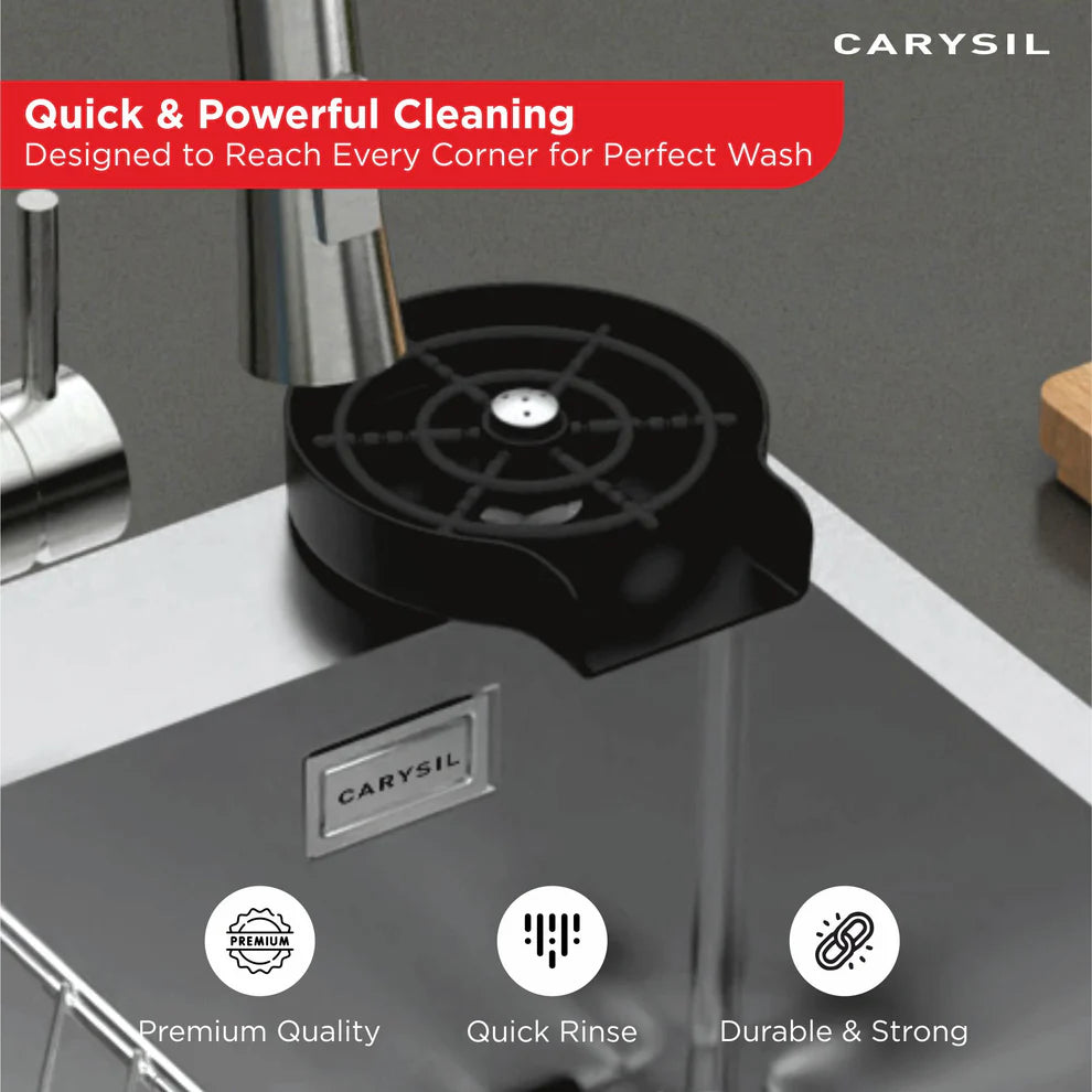 Carysil Glass Rinser – Automatic Cup & Bottle Washer for Kitchen Sink | 304 Stainless Steel | 5 Spray Holes | High Pressure Cleaning | Matt Black-6
