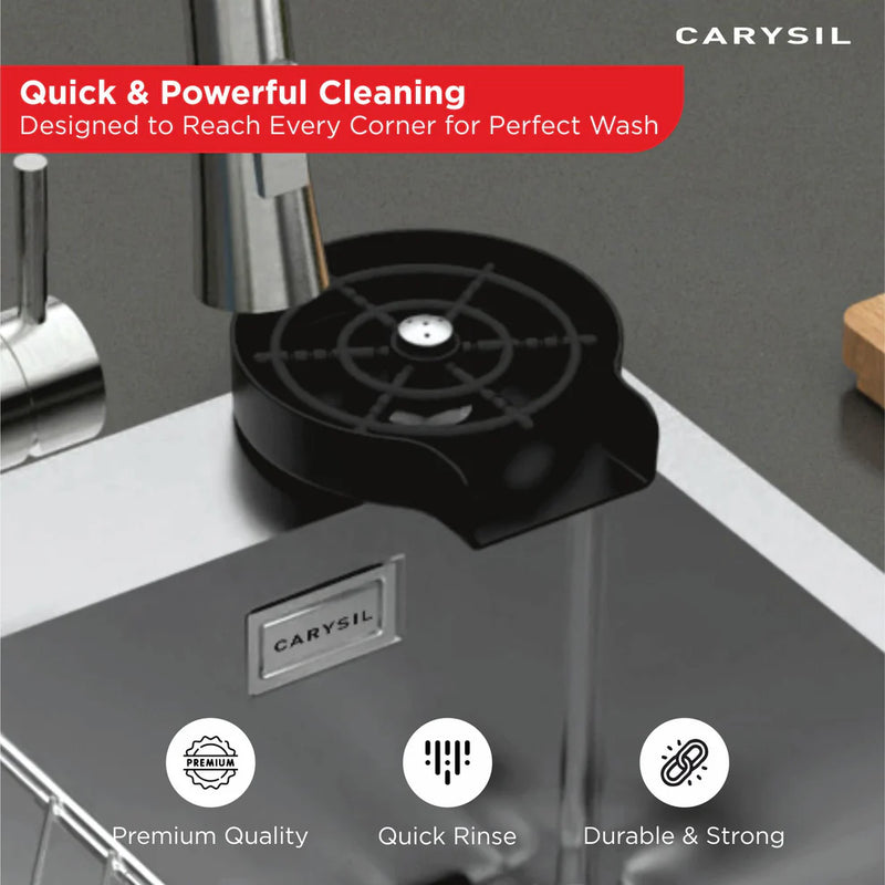 Carysil Glass Rinser – Automatic Cup & Bottle Washer for Kitchen Sink | 304 Stainless Steel | 5 Spray Holes | High Pressure Cleaning | Matt Black-6