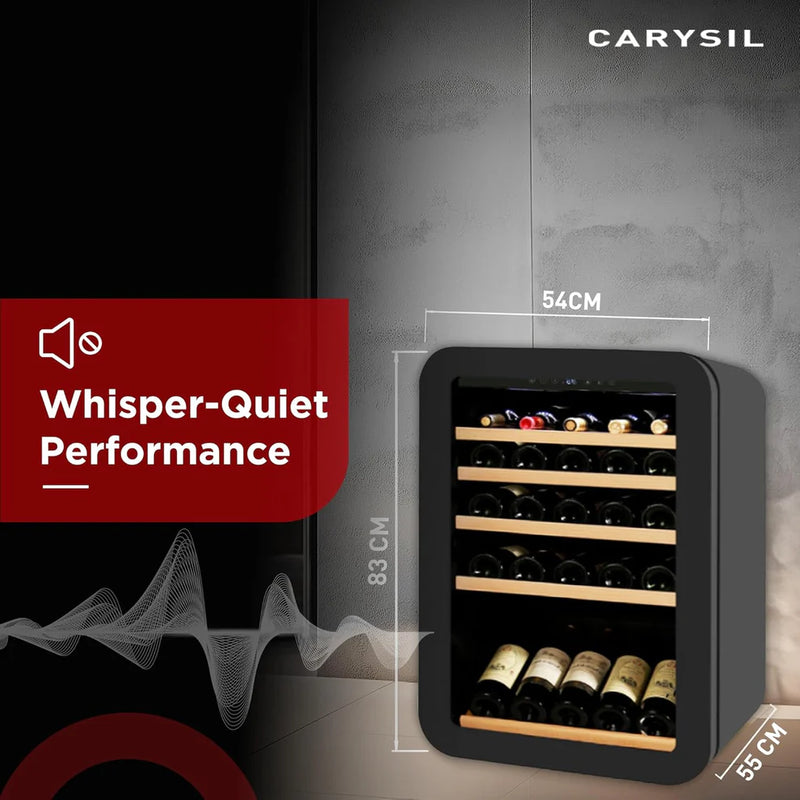 Carysil Retro Wine Chiller 40 Bottles (118L) | Single Zone 3°C–20°C | Compact Freestanding Wine Cooler | Toughened Glass Door | Stylish Retro Design-4