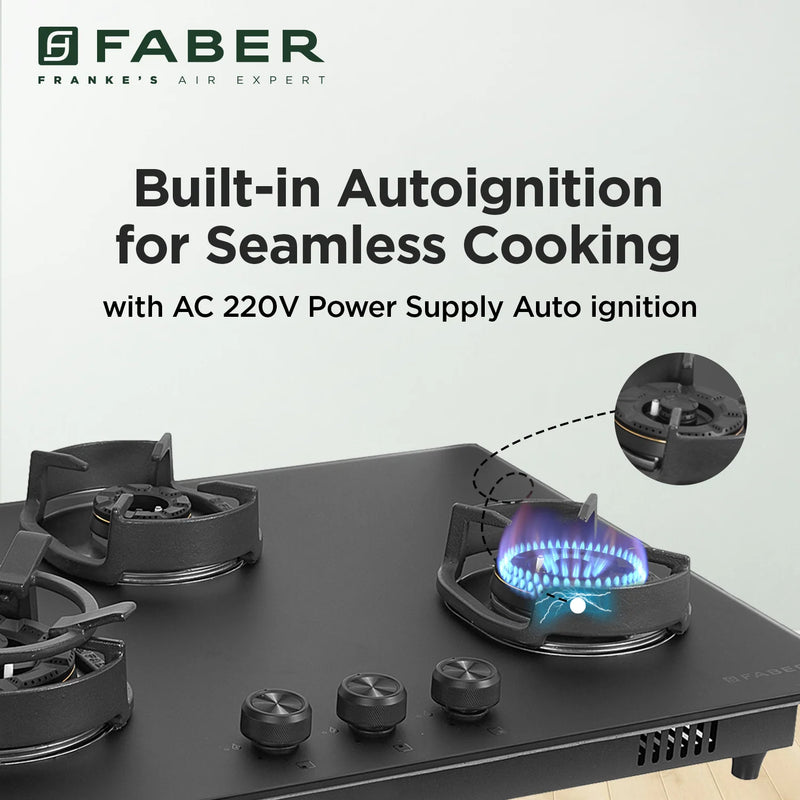 Faber Hob Della HD723 CI AI 72 cm Built‐In Gas Hob – 3 Brass Burners, Auto-Electric Ignition & Cast-Iron Pan Supports-12