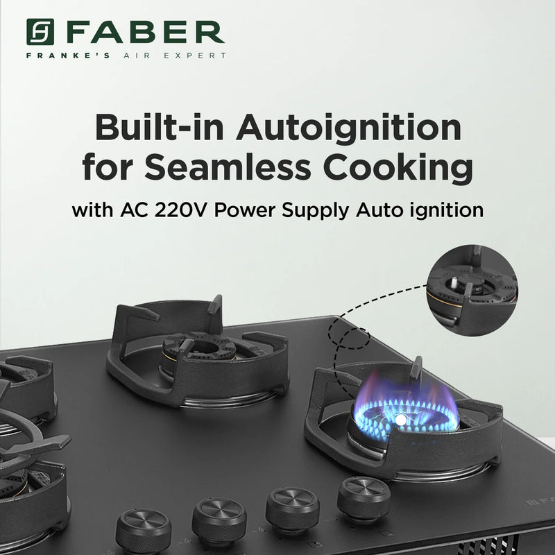 Faber Hob Della HD724 CI AI 72 cm Built-In Gas Hob – 4 Brass Burners, Auto-Electric Ignition & Cast-Iron Pan Supports-11
