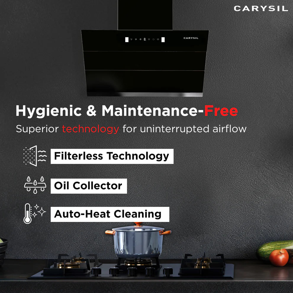 Carysil Ciaz BLDC  75 cm Vertical Chimney | 1350 m³/hr Suction | Filterless Auto-Clean Kitchen Chimney with Motion Sensor, Touch Control & 7-Year Motor Warranty-4