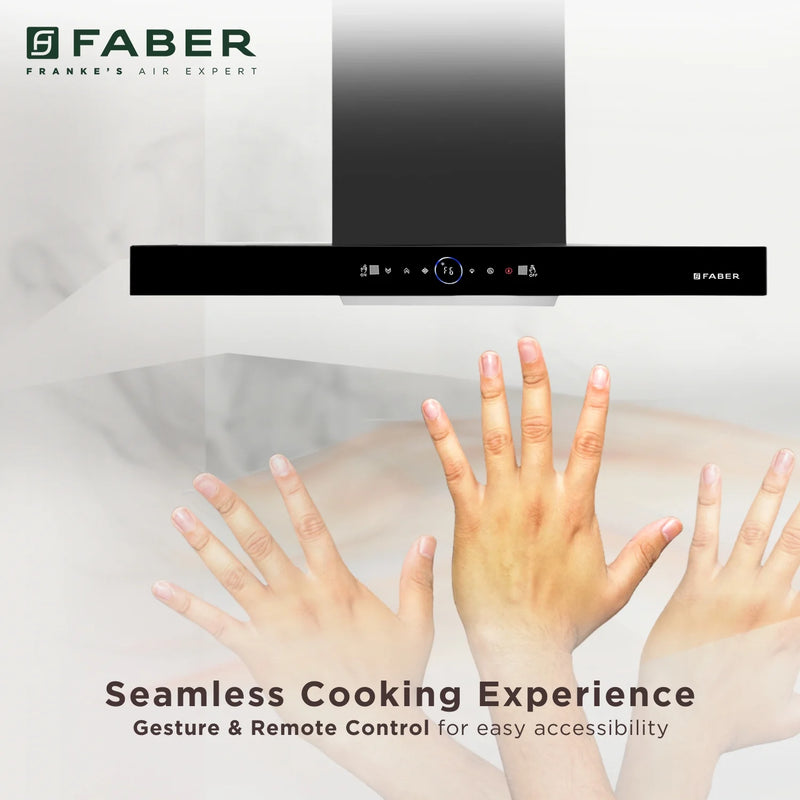 Faber Dazzle BLDC FL HC BK Wall-Mounted Chimney – 1500 m³/hr Suction, Heat Auto-Clean & Gesture Control-13