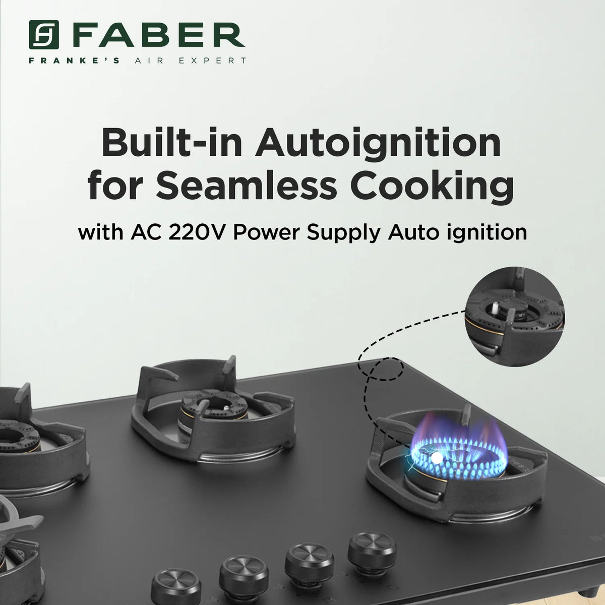 Faber Hob Della HD904 CI AI 90 cm Built-In Gas Hob – 4 Brass Burners, Auto-Electric Ignition & Flame Failure Safety-13