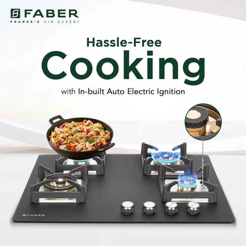 Faber Hob Bella HT 704 BR AI 70 cm Built-In Gas Hob – 4 Brass Burners, Auto Electric Ignition & Flame Failure Safety-11