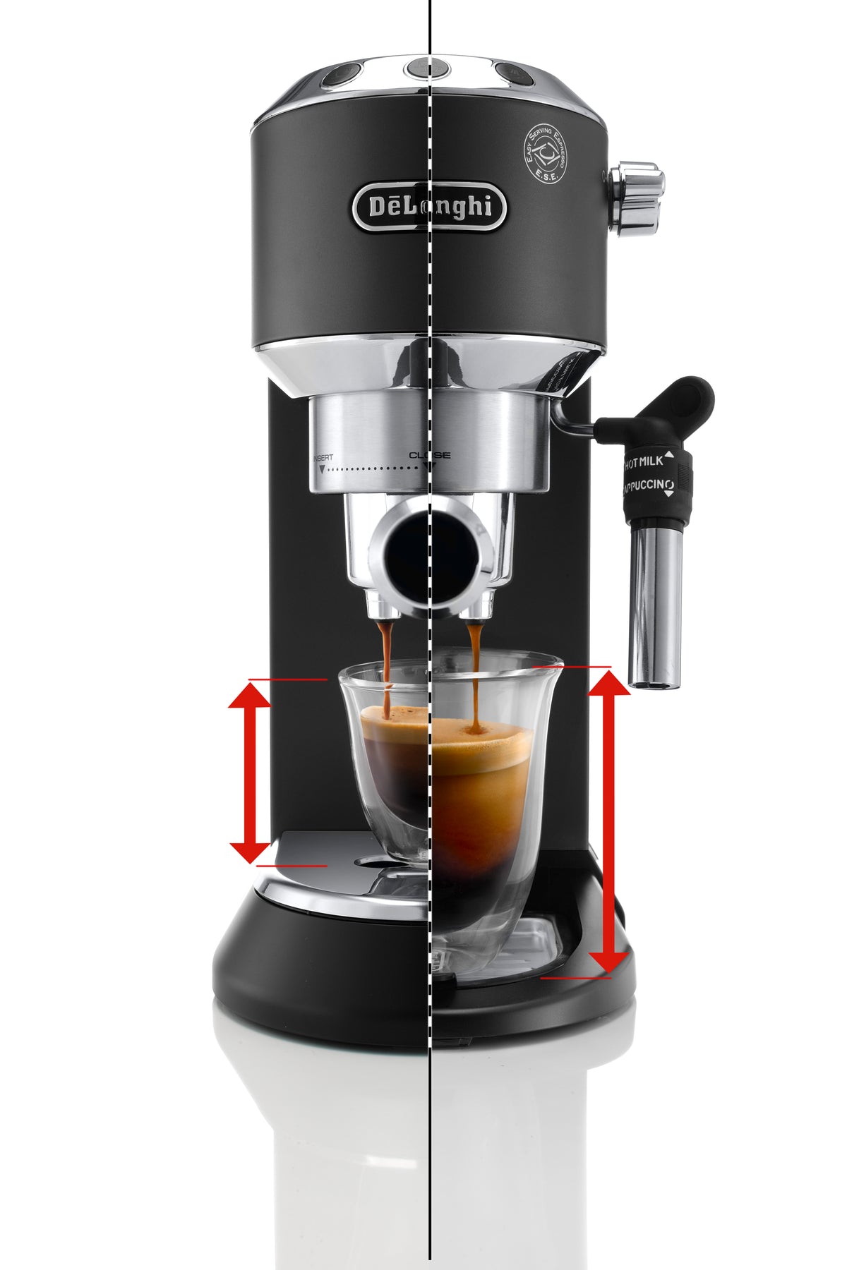 De’Longhi Dedica EC685 Series – Manual Espresso Machine with Cappuccino System, 15 Bar Pressure, Thermoblock Heating (Black, Grey, Red & White)-5