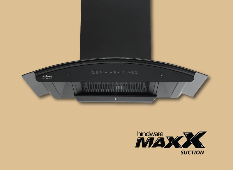 Hindware Zinnia BLK Autoclean Chimney | 90/75/60 cm | Motion Sensor & Touch Control, Filterless, Auto Clean, 1350 m³/h Suction, MaxX Silence Technology, Black-4